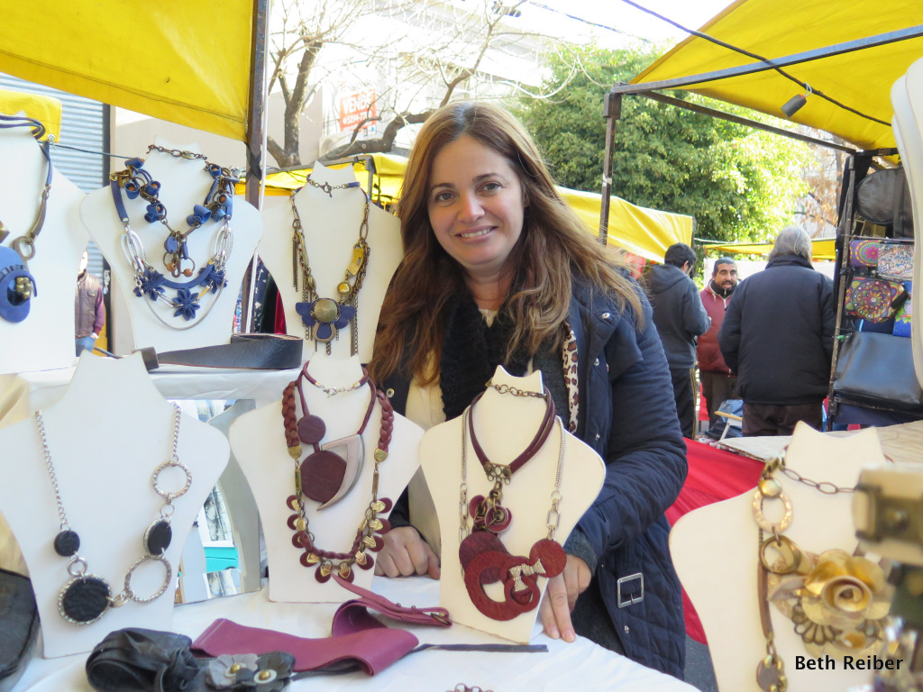 Of course I couldn't resist buying a necklace made by this artisan at the market at Plaza Cortazar