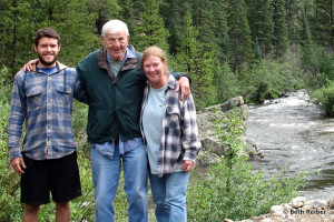 Matthias, Dad and I at our Poudre Canyon campsite