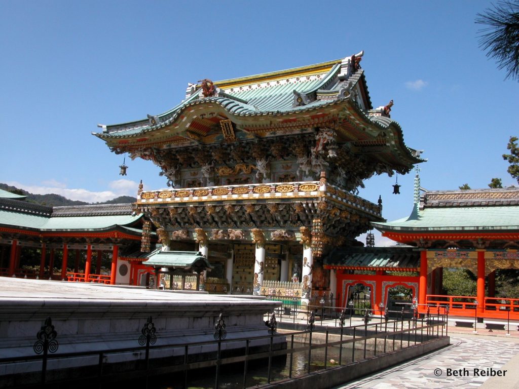 A replica of Nikko's Yomeimon Gate at Kosanji Temple, one of several great stops on the Shimanami Kaido