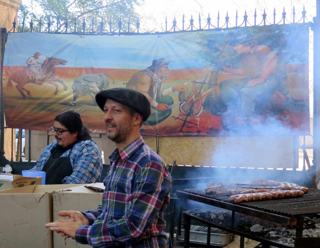 Meat grilling at Feria de Mataderos