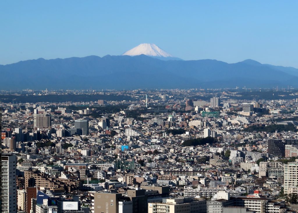 View of Mt. Fuji from Cerulean Tower Tokyu Hotel's Bello Visto bar in Tokyo's Shibuya neighborhood