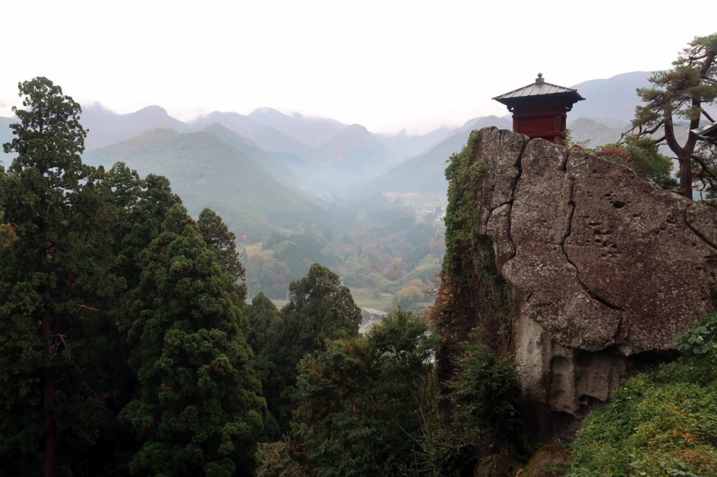 The craggy bluffs of Risshakuji Temple in Yamagata Prefecture