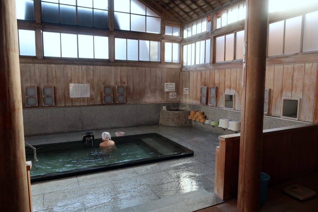Sabakoyu public bath in Iizaka Onsen was enjoyed by Basho in his journey to the deep north
